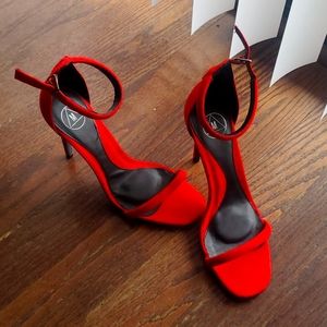 Red Strappy Pumps
